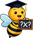 WhatTimesWhat logo — a bee in a graduation cap holding a chalkboard reading ?×?